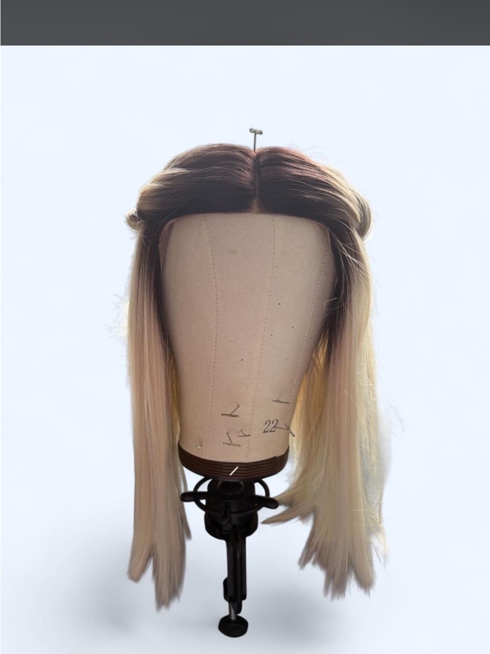 Lace Front Long Straight Ombre Wig - Blonde with Dark Roots